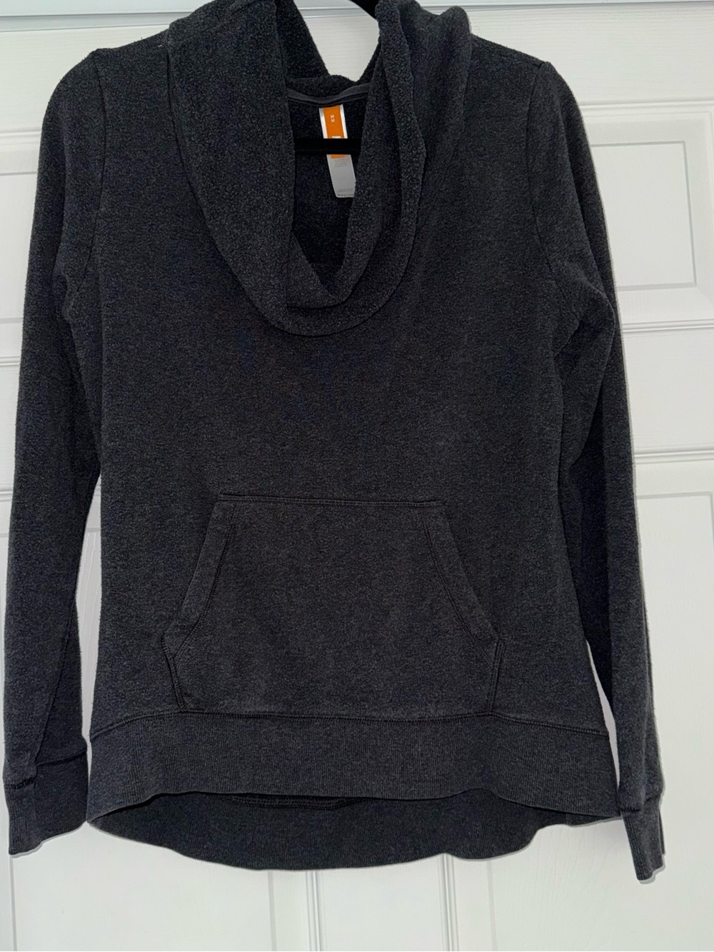 Lucy Gray Fleece Hoodie with Orange Logo Tag